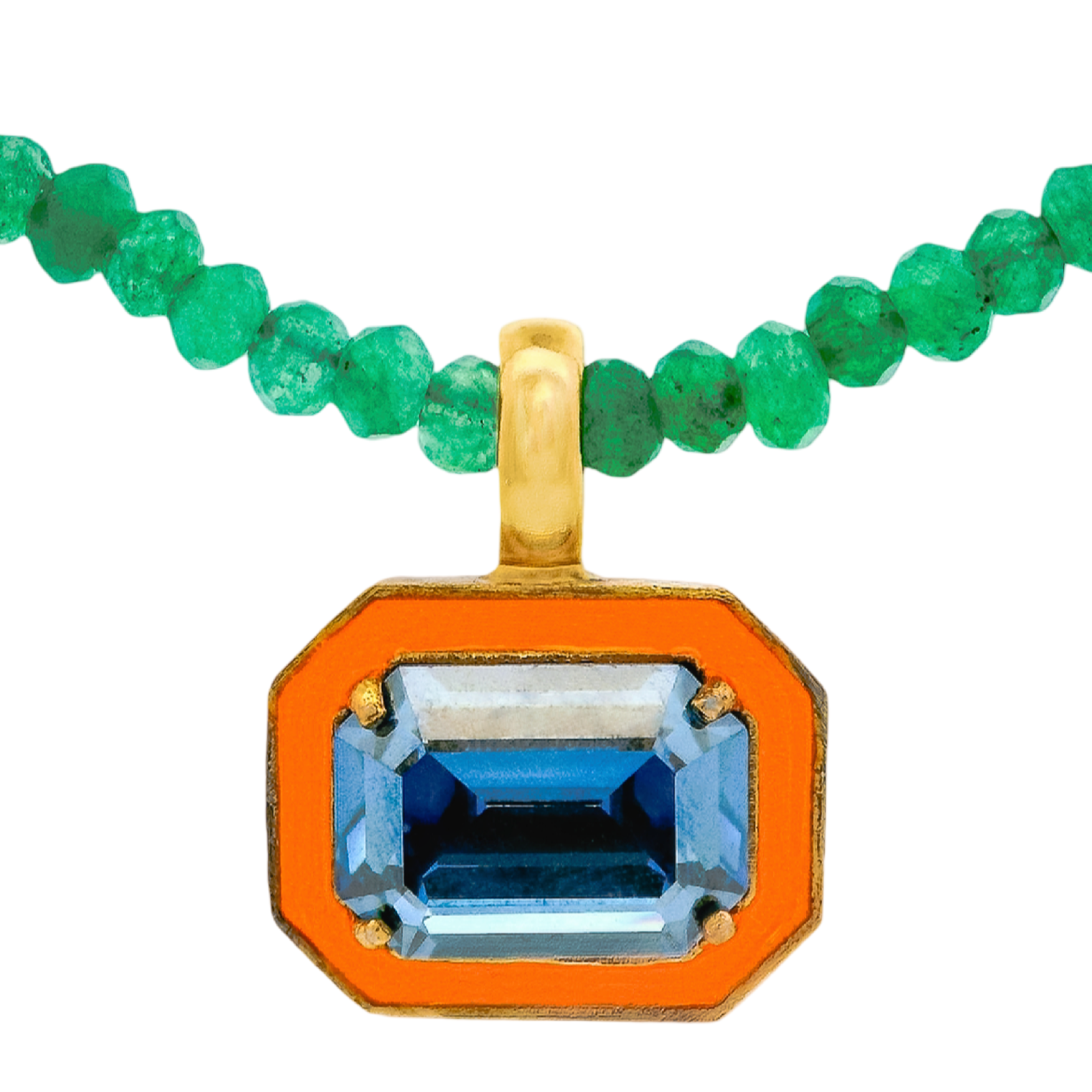 This color combo is so good. The orange with the green beads feels fresh, unexpected, and full of personality — a true standout piece.