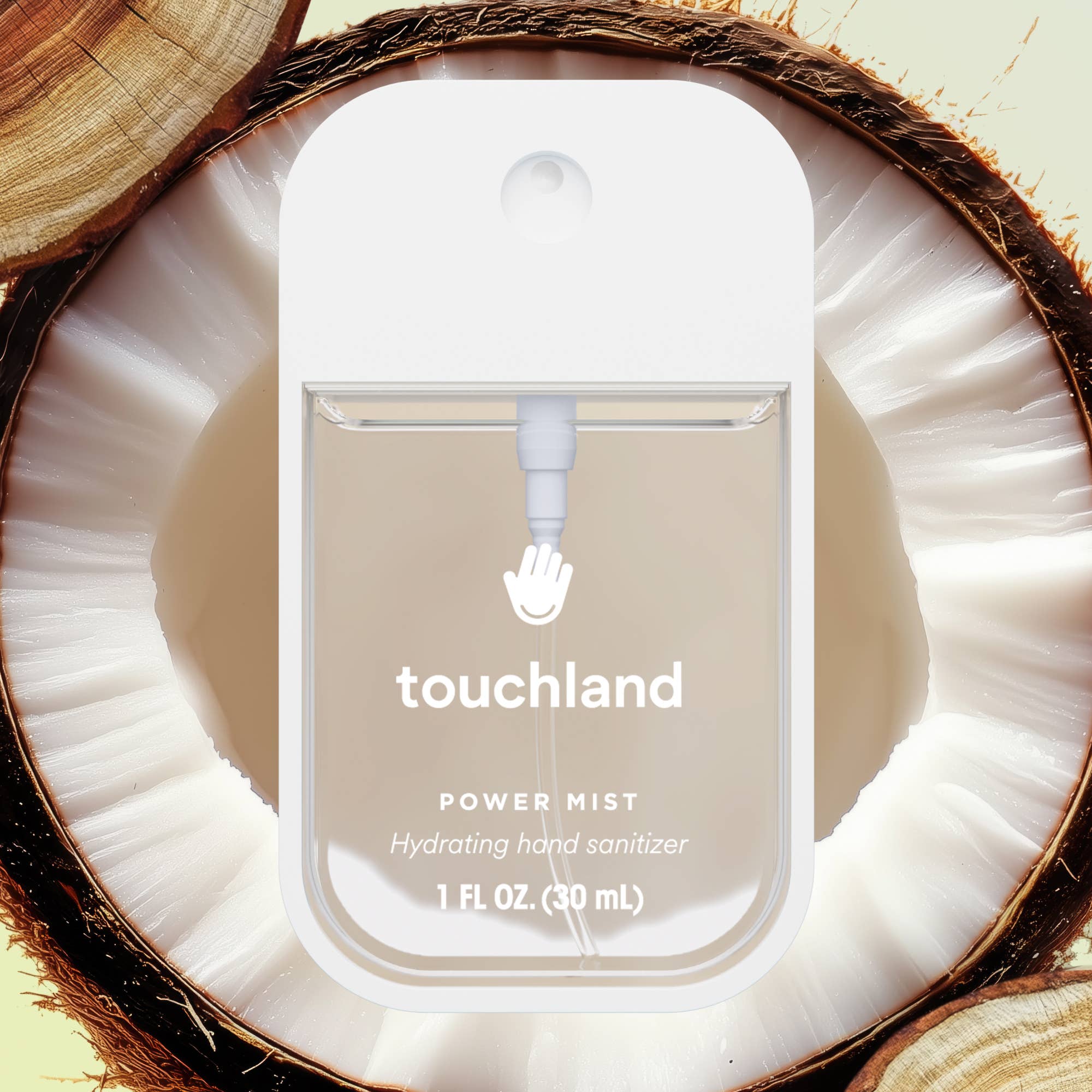 Touchland Beach Coco, hand sanitizer spray, travel hand sanitizer, coconut hand sanitizer, skincare hand sanitizer, aloe vera sanitizer, luxury hand sanitizer, hydrating hand mist, fast-absorbing hand sanitizer, vegan hand sanitizer, cruelty-free hand care, non-sticky sanitizer