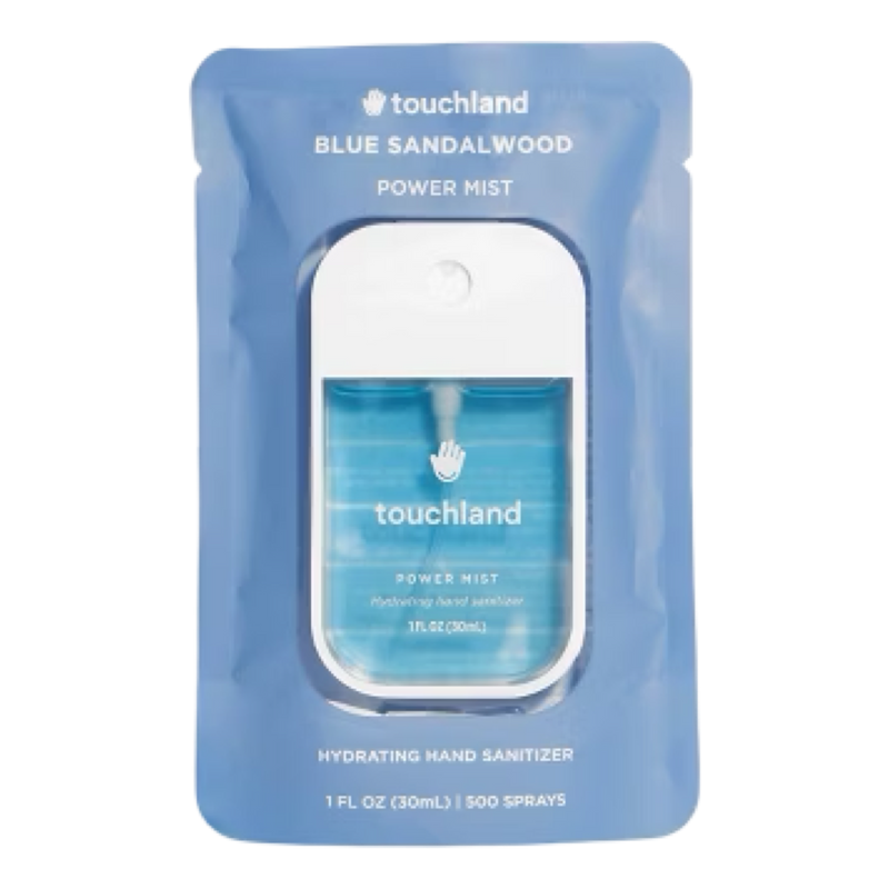 Touchland Blue Sandalwood Power Mist packaging on a white background