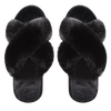 MeMoi Beverly Fur Open Toe Plush Slipper Black