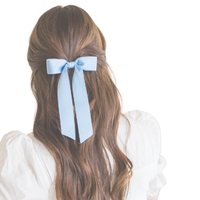 Grace & Grandeur Florence Satin Bow: Chambray