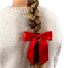 Grace & Grandeur Delora Matte Satin Bow Barrette: Red