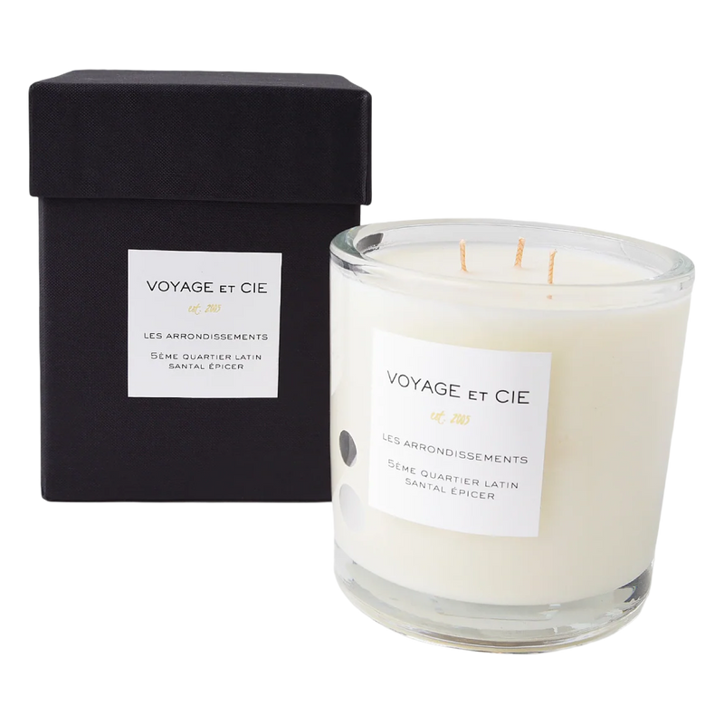 Voyage et Cie Rose Tuileries 3-wick candle in glass vessel – luxury floral candle