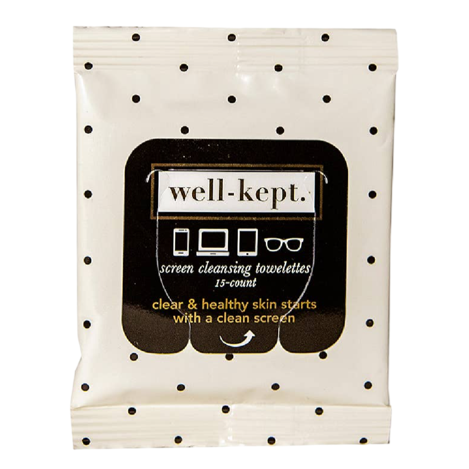 Well-Kept Jackie wipes, tech wipes, lens wipes, polka dot cleaning wipes, boutique stocking stuffer, holiday gift under $10, woman-owned brand, glasses cleaning cloths, phone cleaning wipes, USA-made gift ideas