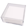 Clear square plastic box on a white background