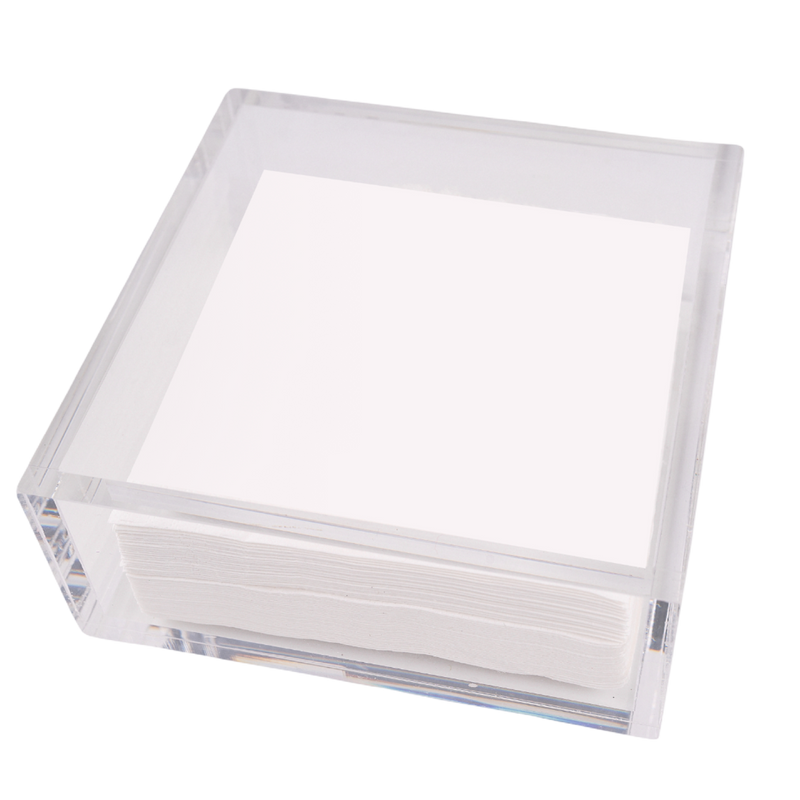 Clear square plastic box on a white background