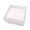 Clear acrylic block on a white background