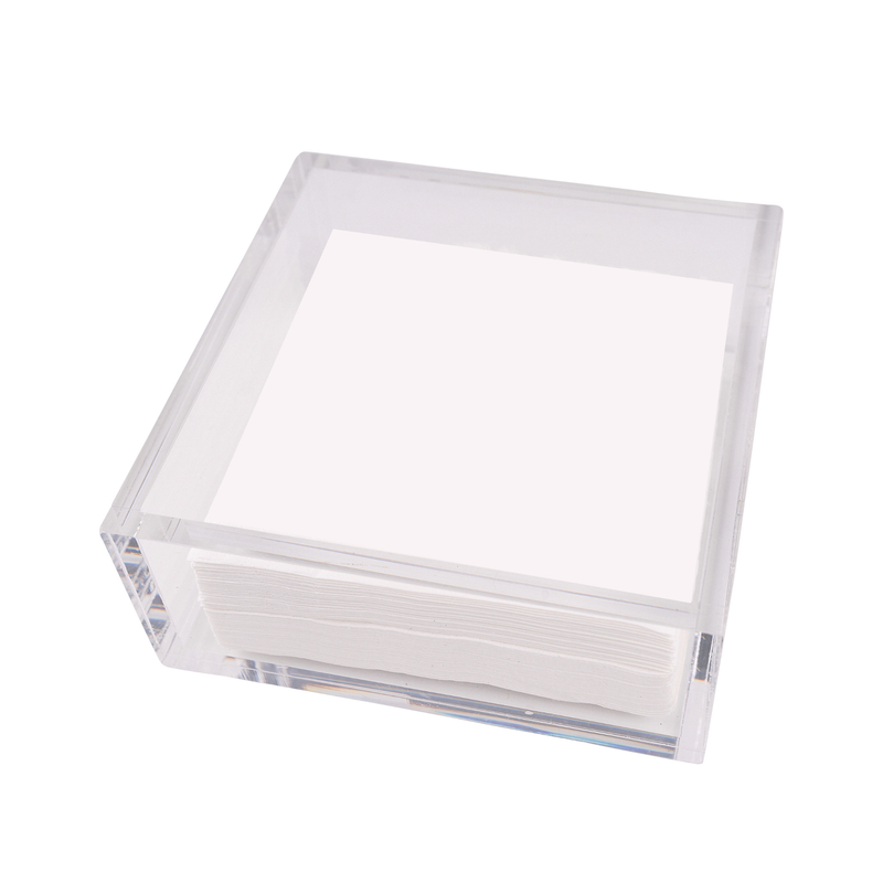 Clear acrylic block on a white background