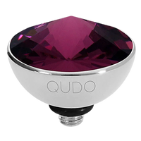 amethyst QUDO Bottone Top Silver, Velvet Noir Collection, silver crystal topper, plum crystal jewelry, violet crystal jewelry, interchangeable jewelry topper, QUDO silver topper, European crystal jewelry, customizable jewelry, moody jewel tone jewelry, silver interchangeable topper, luxury crystal jewelry, QUDO jewelry
