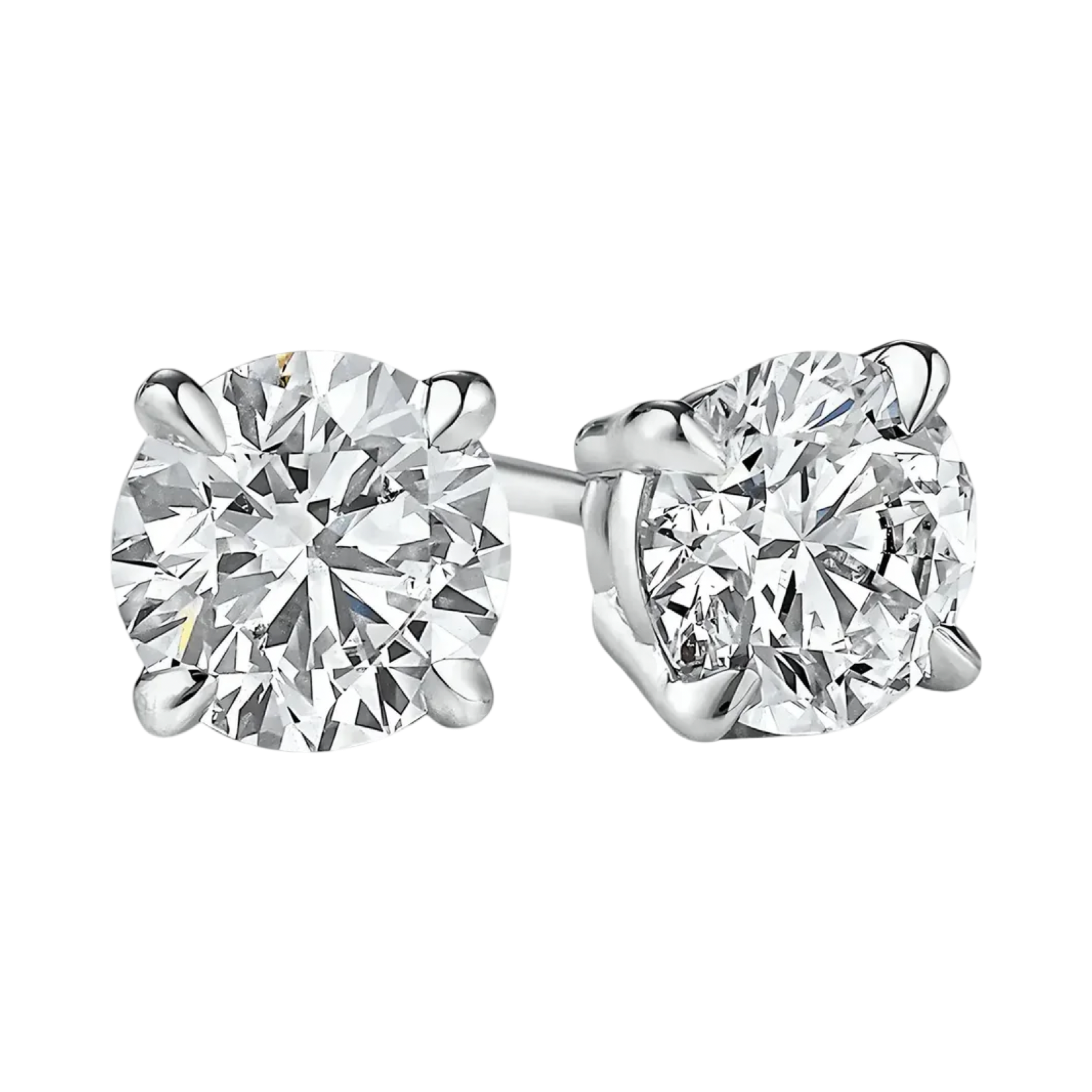 Anna Zuckerman 2 Carat Diamond Crystalline martini stud earrings with round 6.5 mm stones in a platinum-tone setting.