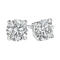 Anna Zuckerman 2 Carat Just Like Diamonds martini stud earrings with round Diamond Crystalline stones in a platinum-tone setting.