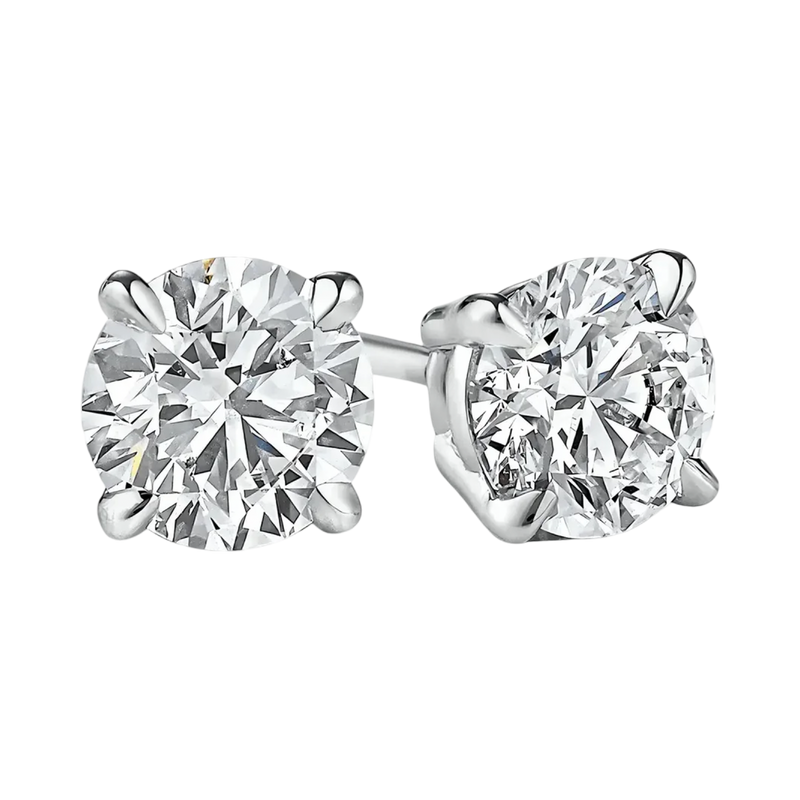 Anna Zuckerman 2 Carat Just Like Diamonds martini stud earrings with round Diamond Crystalline stones in a platinum-tone setting.