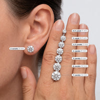 Anna Zuckerman Just Like Diamonds Only Better 3 Carat stud earrings with round White Diamond Crystalline stones in platinum-finished sterling silver.