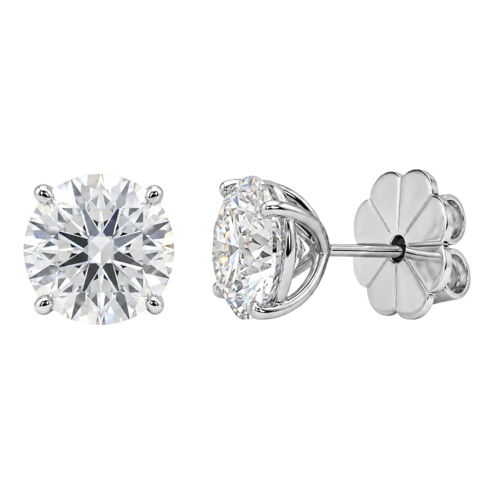 Anna Zuckerman Just Like Diamonds Only Better 6 Carat stud earrings with round White Diamond Crystalline stones in platinum-finished sterling silver.