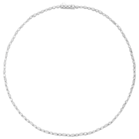 Anna Zuckerman Stella Tennis Choker necklace with elongated White Diamond Crystalline stones in platinum-finished sterling silver.