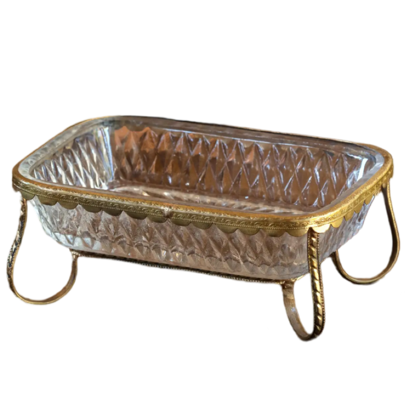 porch view antiqued french country gold and crystal soap dish