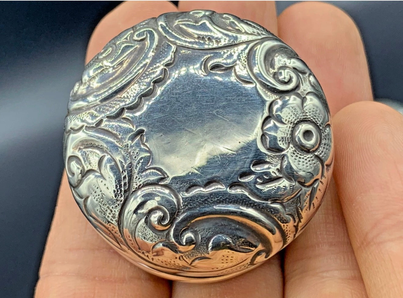 Antique Edwardian Cut Crystal Vanity Jar with Sterling Silver Lid (Birmingham, 1903)