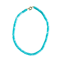 aqua gemstone necklace, aqua blue candy necklace, handmade Charleston jewelry, gold clasp charm necklace, 17 inch beaded necklace, ocean blue gemstone necklace, artisan beaded jewelry, pastel aqua layering necklace, charm-ready necklace, handcrafted aqua blue necklace