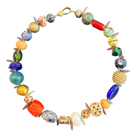 artisan necklace, one of a kind necklace, statement necklace, colorful beaded necklace, porcelain bead necklace, artisan jewelry, wearable art, boutique jewelry, eclectic necklace, mixed bead necklace, vacation style jewelry, collector necklace, luxury artisan necklace, handcrafted necklace, Oh Meredith jewelry