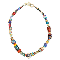 artisan necklace, one of a kind necklace, statement necklace, luxury beaded necklace, porcelain bead necklace, lampwork glass necklace, colorful necklace, artisan jewelry, eclectic jewelry, wearable art, boutique jewelry, mixed bead necklace, collector jewelry, handmade style necklace, Oh Meredith jewelry