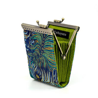 Teal & Pink Peacock Brocade RFID Card Holder