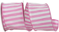 Cabana Stripe Dupioni Wired Edge, Pink, 2-1/2 In, 10 Yards