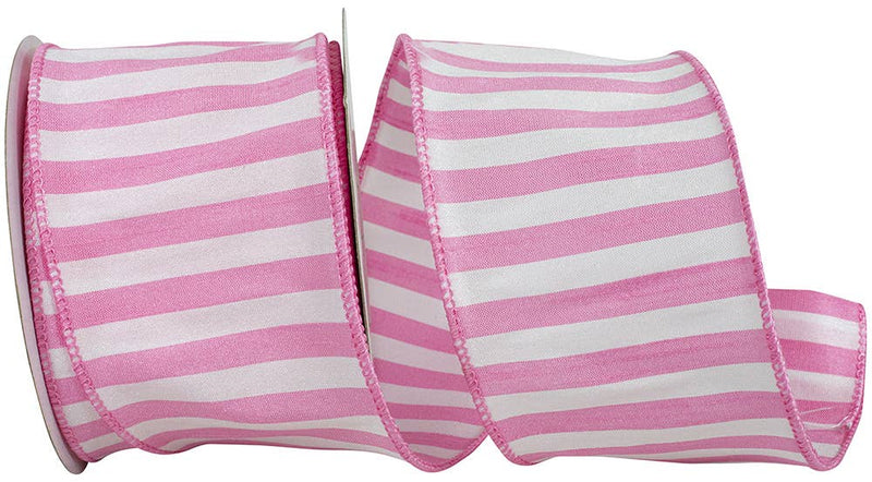 Cabana Stripe Dupioni Wired Edge, Pink, 2-1/2 In, 10 Yards