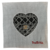 bad bitch needlepoint, quilted heart needlepoint canvas, handbag needlepoint, designer inspired needlepoint, 13 mesh canvas, 5x5 needlepoint project, chic needlepoint canvas, self finishing needlepoint