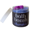 Container of bath bomb crumble purple