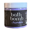 Container of bath bomb crumble purple