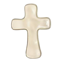 White ceramic cross on a white background