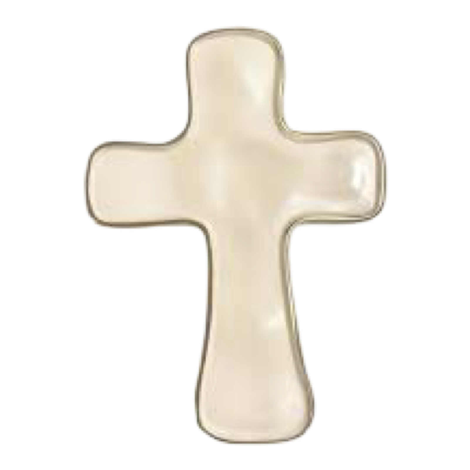 White ceramic cross on a white background