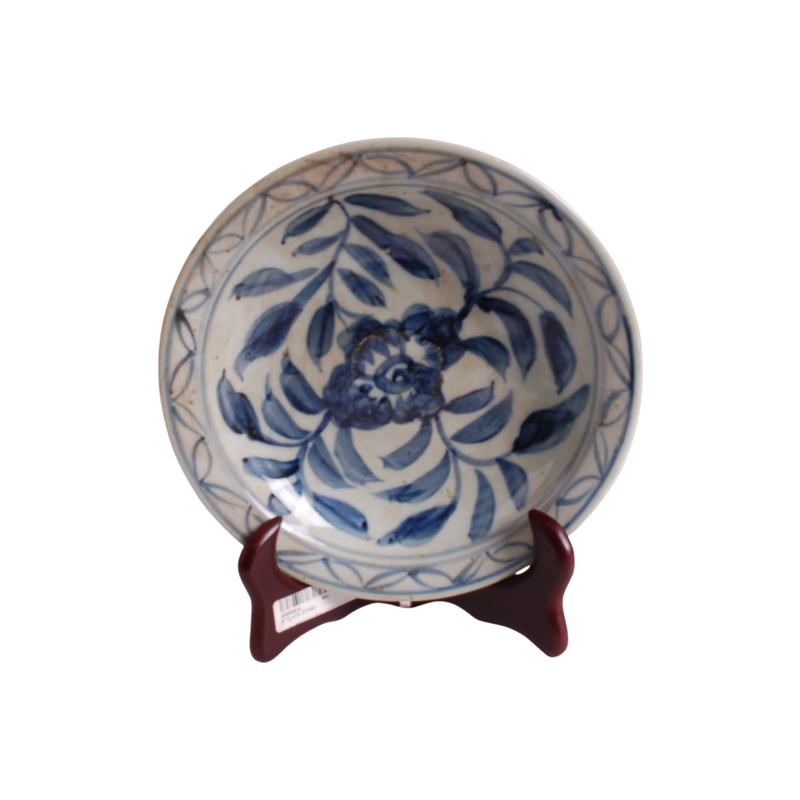 Blue and White Floral Decorative Porcelain Plate