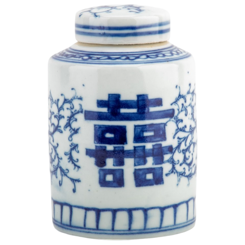 Blue and White Cylinder Ginger Jar Decorative Home Decor