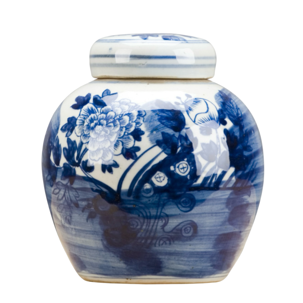 blue and white bulb jar, flower bulb jar, handcrafted porcelain jar, blue and white floral jar, decorative porcelain vase, handcrafted home accent,


