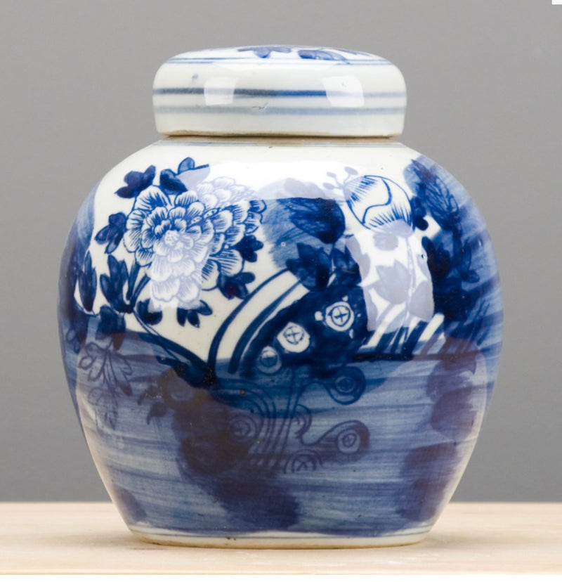 blue and white bulb jar, flower bulb jar, handcrafted porcelain jar, blue and white floral jar, decorative porcelain vase, handcrafted home accent,