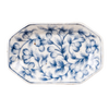 blue and white porcelain dish, hand-painted dish, fleur-de-lis porcelain, decorative hexagonal dish, serving dish, jewelry tray, home decor dish, porcelain decorative tray, elegant porcelain dish, blue and white decor

