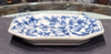 blue and white porcelain dish, hand-painted dish, fleur-de-lis porcelain, decorative hexagonal dish, serving dish, jewelry tray, home decor dish, porcelain decorative tray, elegant porcelain dish, blue and white decor

