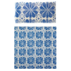 Blue floral patterned fabric on a white background