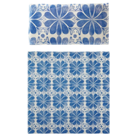 Blue floral patterned fabric on a white background