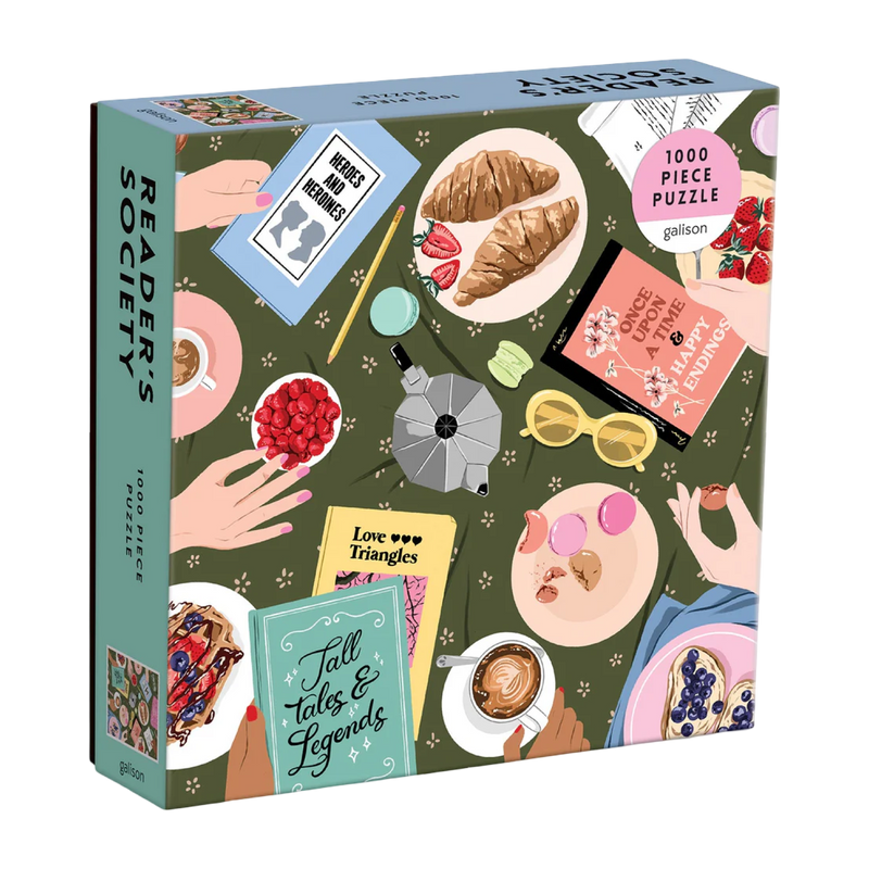  book lover puzzle, reading community puzzle, Galison puzzle, Reader’s Society, 1000 piece jigsaw, recycled paper puzzle, book club gift, literary puzzle