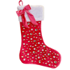 Brianna Cannon Bejeweled Red Holiday Christmas Stocking with white trim and a red bow