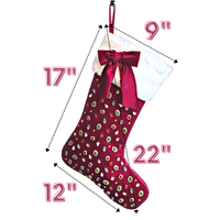 Berry Velvet Christmas Stocking with Crystals and Bow