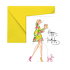 fashion girl balloon dog happy birthday card