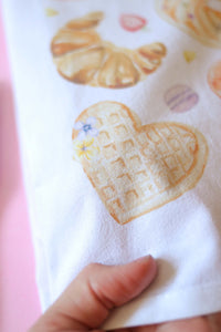 brunch tea towel, flour sack cotton towel, absorbent kitchen towel, soft cotton dish towel, decorative flour sack towel, brunch-themed kitchen decor, eco-friendly tea towel, durable dish towel for spills, stylish cotton hand towel, farmhouse kitchen towel