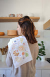 brunch tea towel, flour sack cotton towel, absorbent kitchen towel, soft cotton dish towel, decorative flour sack towel, brunch-themed kitchen decor, eco-friendly tea towel, durable dish towel for spills, stylish cotton hand towel, farmhouse kitchen towel