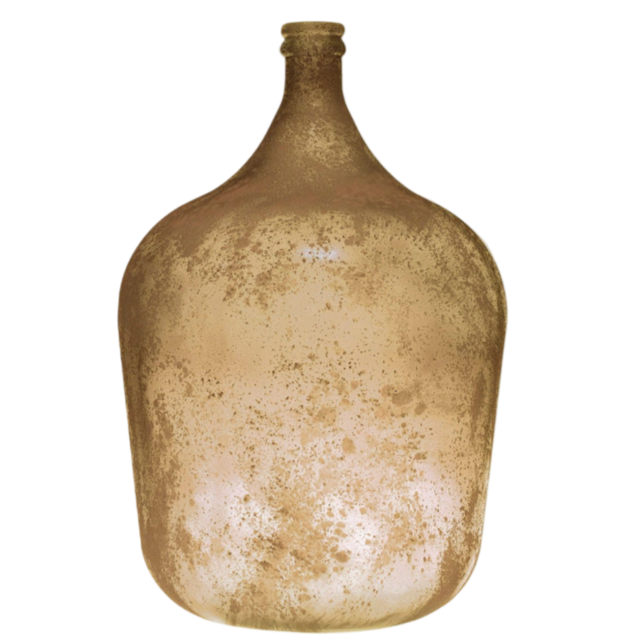 burnished glass bottle,
large decorative glass bottle,
copper glass vase,
Spanish glass decor,
statement bottle vase,
modern rustic home accent,