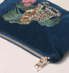 Elizabeth Scarlett London - Jungle Jaguar Mini Pouch: Velvet / Ink Blue