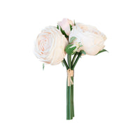 Real Touch Rose Garden 9 Inch Bouquet - Champagne - 6 Blooms