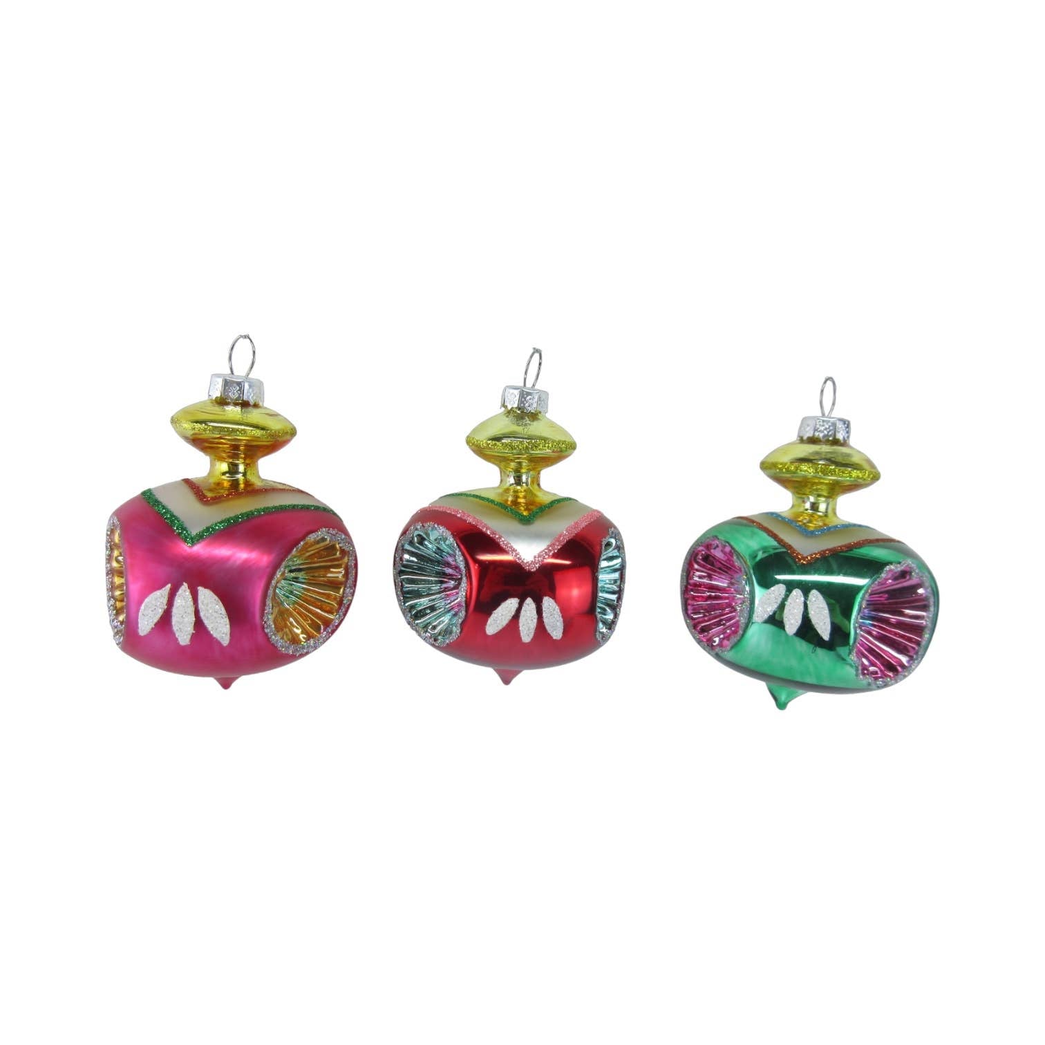 December Diamonds Vintage Spinning Top Ornaments, Set of 3